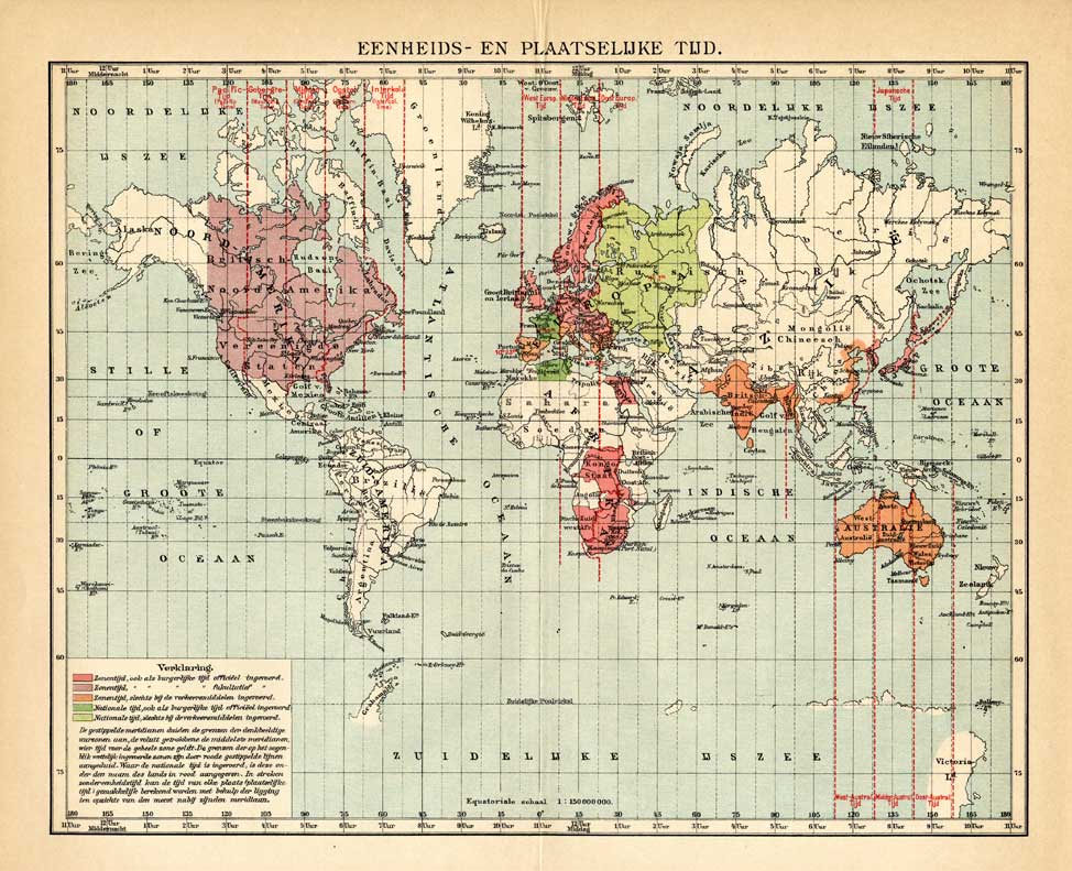 Bb06514 416x338 Antique Map-WORLD MAP-TIME ZONES-Meyers-1895