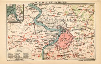 Antique Plan-ANTWERP-ANVERS-SURROUNDING-REGION-BELGIUM-Meyers-1895