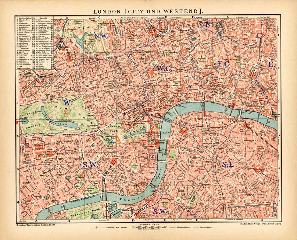 Bb06547 416x337 Antique Plan-LONDON-CITY-WEST END-ENGLAND-GREAT BRITAIN-Meyers-1895