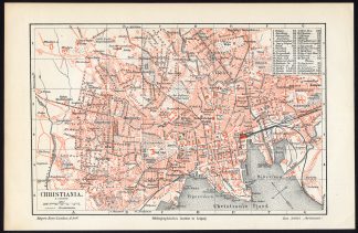 Antique Plan-OSLO-CHRISTIANIA-NORWAY-Meyers-1902