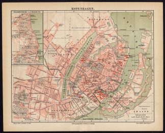 Antique Plan-COPENHAGEN-DENMARK-TOWN PLAN-KLAMPENBORG-Meyers-1893