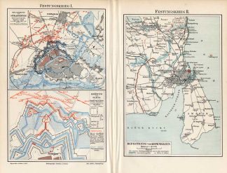 Antique Plan-COPENHAGEN-STRASBOURG-FORT-WAR-Meyers-1895