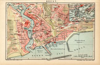 Antique Plan-BREST-FRANCE-BRITTANY-Meyers-1895