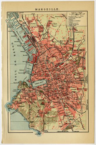 Antique Plan-MARSEILLE-FRANCE-Meyers-1895