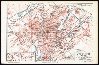 Antique Plan-MULHAUSEN-MULHOUSE-FRANCE-Meyers-1895