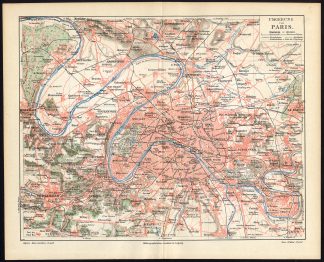 Antique Plan-PARIS-VERSAILLES-SEINE-FRANCE-Meyers-1902