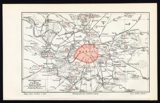Antique Plan-PARIS-SEINE-FRANCE-Meyers-1895