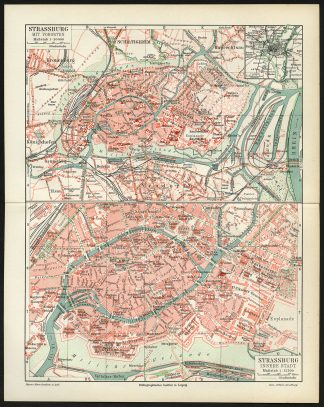 Antique Plan-STRASBOURG-FRANCE-SUBURB-Meyers-1895