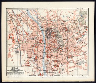 Antique Plan-GRAZ-AUSTRIA-Meyers-1902