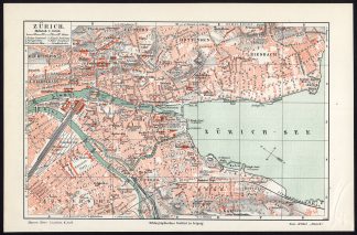 Antique Plan-ZURICH-SWITZERLAND-Meyers-1895
