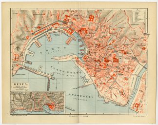 Antique Plan-GENOA-GENOVA-ITALY-Meyers-1895