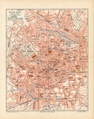 Antique Plan-MILAN-MILANO-ITALY-Meyers-1895