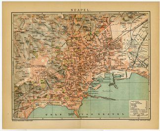 Antique Plan-NAPLES-NAPOLI-ITALY-BAY-Brockhaus-1893