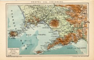 Antique Plan-NAPLES-NAPOLI-ITALY-Meyers-1895