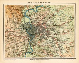 Antique Plan-ROME-ROMA-ITALY-Meyers-1895