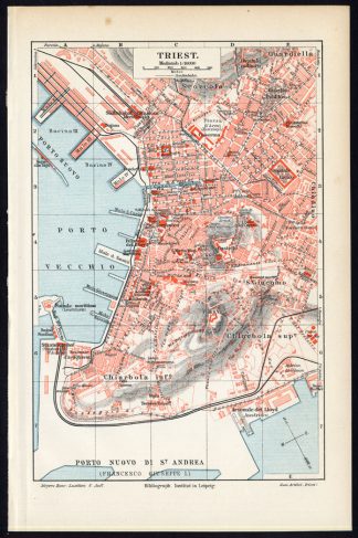 Antique Plan-TRIESTE-ITALY-Meyers-1895