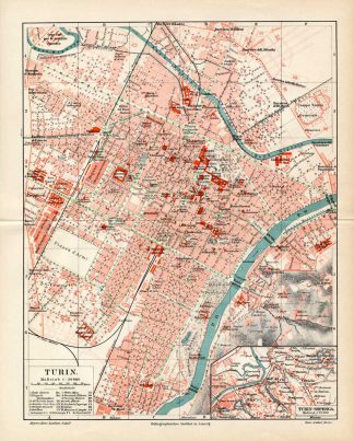 Antique Plan-TURIN-TORINO-ITALY-Meyers-1895