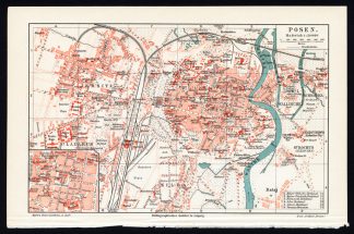 Antique Plan-POSEN-GERMANY-Meyers-1895