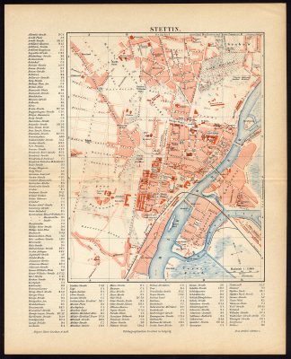 Antique Plan-STETTIN-GERMANY-LEGEND-Meyers-1895