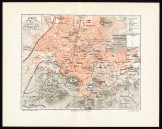 Antique Plan-ATHENS-ACROPOLIS-GREECE-Meyers-1895