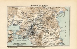 Antique Plan-ATHENS AND SURROUNDINGS-GREECE-Meyers-1895