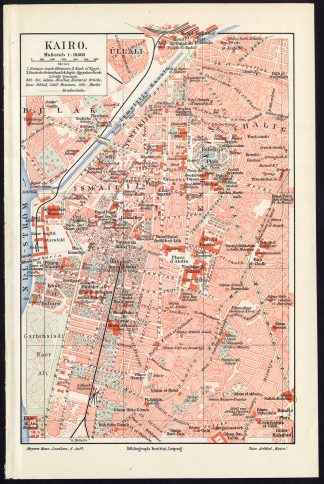 Antique Plan-CAIRO-EGYPT-NILE-Meyers-1903