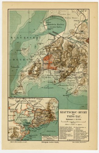 Antique Plan-JIAOZHOU BAY-QINGDAO-CHINA-Meyers-1902