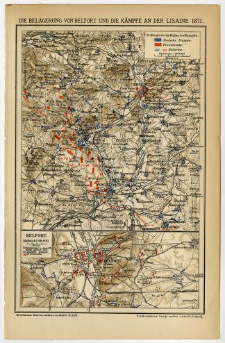 Antique Plan-BELFORT-LISAINE-FRANCE-WAR-Meyers-1895