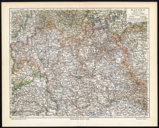 Antique Map-NORTH BAVARIA-BAYERN-GERMANY-Meyers-1902