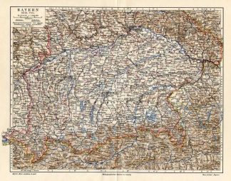 Antique Map-SOUTH BAVARIA-BAYERN-GERMANY-Meyers-1895