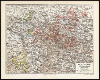 Antique Map-BRAUNSCHWEIG-LIPPE-GERMANY-Meyers-1903