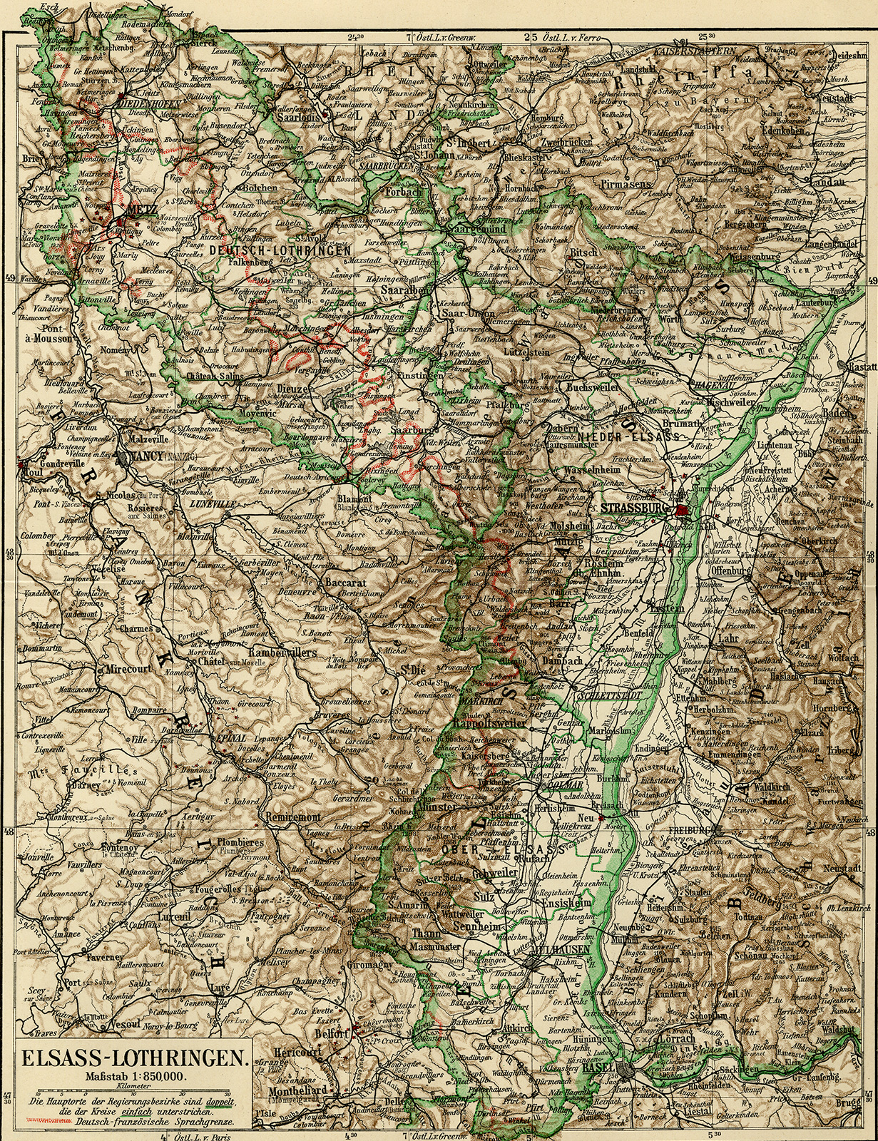 Bb06670 2a 416x541 Antique Map-ALSACE LORRAINE-ELSASS-GERMANY-Meyers-1895