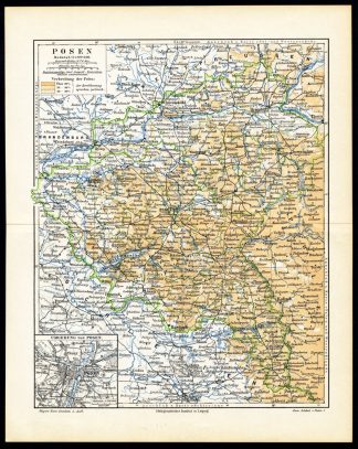 Antique Map-POSEN-REGION-GERMANY-Meyers-1893
