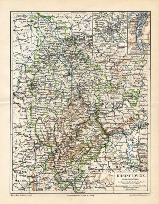 Antique Map-RHINE PROVINCE-PRUSSIA-GERMANY-Meyers-1895