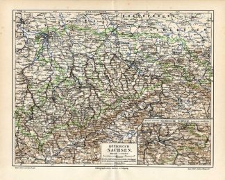 Antique Map-SAXONY-SACHSEN-GERMANY-Meyers-1895