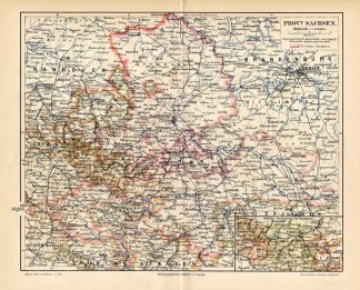 Antique Map-SAXONY-SACHSEN-PROVINCE-REGION-GERMANY-Meyers-1895
