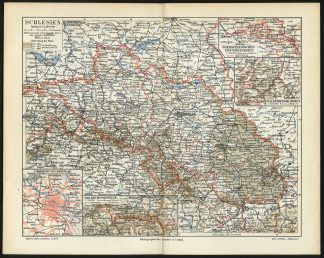 Antique Map-SILESIA-SCHLESIEN-GERMANY-Meyers-1885