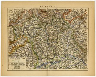 Antique Map-BAVARIA-BAYERN-GERMANY-BAYREUTH-REGENSBURG-NURNBERG-Winkler Prins-19