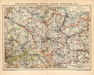 Antique Map-BRANDENBURG-SACHSEN-GERMANY-Meyers-1895
