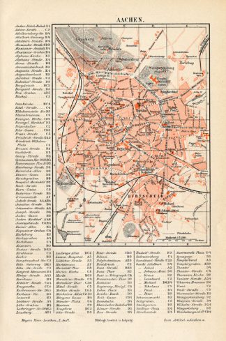 Antique Map-AACHEN-GERMANY-Meyers-1895