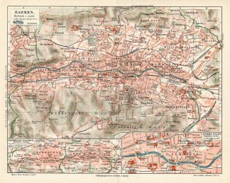 Antique Map-BARMEN-WUPPERTAL-GERMANY-Meyers-1895