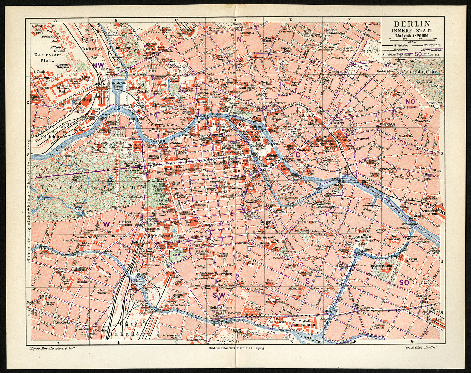 , Antique Map-BERLIN-GERMANY-Meyers-1902, Pictura Antique Prints