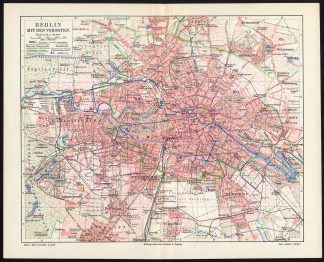 Antique Map-BERLIN-SUBURBS-GERMANY-Meyers-1895