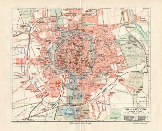 Antique Map-BRAUNSCHWEIG-GERMANY-CITY-Meyers-1895