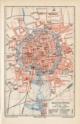 Antique Map-BRAUNSCHWEIG-GERMANY-PLAN-Meyers-1895