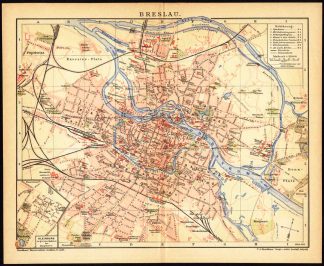 Antique Map-BRESLAU-GERMANY-Brockhaus-1893
