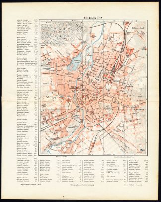 Antique Map-CHEMNITZ-GERMANY-Meyers-1895