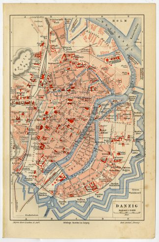 Antique Map-DANZIG-GERMANY-CITY PLAN-Meyers-1895