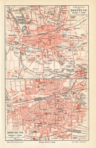 Antique Map-DORTMUND-GERMANY-Meyers-1895