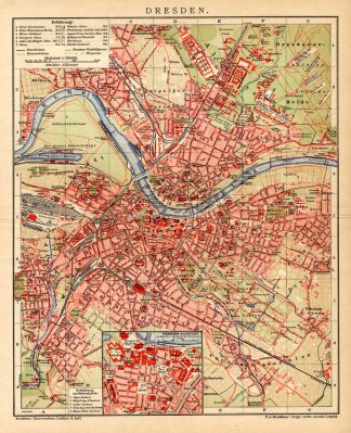 Antique Map-DRESDEN-GERMANY-Brockhaus-1893